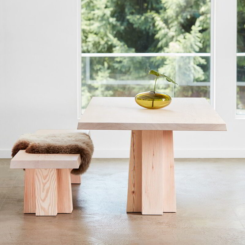 The Soma bench and Soma dining table.
